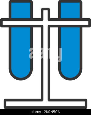 Lab Flasks Attached To Stand Icon. Editable Bold Outline With Color Fill Design. Vector Illustration. Stock Vector