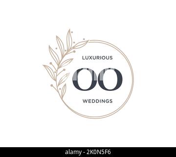 OO Initials letter Wedding monogram logos template, hand drawn modern minimalistic and floral templates for Invitation cards, Save the Date, elegant Stock Vector