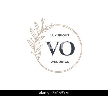 VO Initials letter Wedding monogram logos template, hand drawn modern minimalistic and floral templates for Invitation cards, Save the Date, elegant Stock Vector