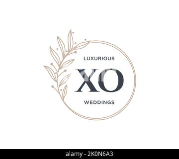 XO Initials letter Wedding monogram logos template, hand drawn modern minimalistic and floral templates for Invitation cards, Save the Date, elegant Stock Vector