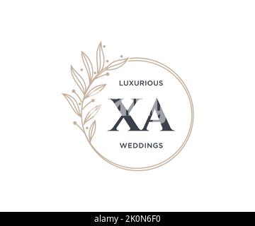 XA Initials letter Wedding monogram logos template, hand drawn modern minimalistic and floral templates for Invitation cards, Save the Date, elegant Stock Vector
