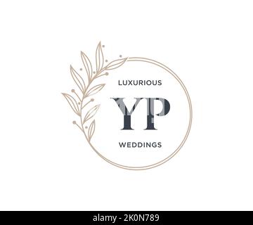 YP Initials letter Wedding monogram logos template, hand drawn modern minimalistic and floral templates for Invitation cards, Save the Date, elegant Stock Vector