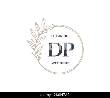 DP Initials letter Wedding monogram logos template, hand drawn modern minimalistic and floral templates for Invitation cards, Save the Date, elegant Stock Vector