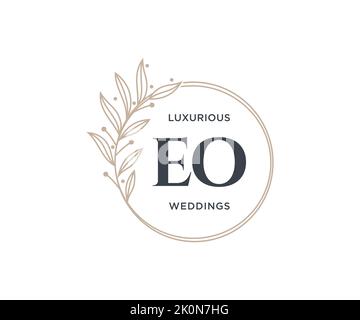 EO Initials letter Wedding monogram logos template, hand drawn modern minimalistic and floral templates for Invitation cards, Save the Date, elegant Stock Vector
