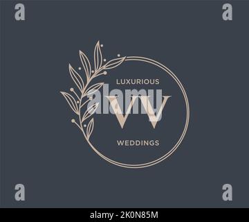 VV Initials letter Wedding monogram logos template, hand drawn modern minimalistic and floral templates for Invitation cards, Save the Date, elegant Stock Vector