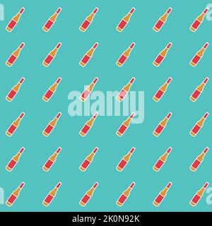 Bottle of beverage  seamless repeating pattern vector illustration design on a square background Stock Vector