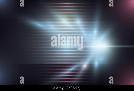 Template banner with digital design with translucent label over dark background, scan lines and glows. Stock Vector