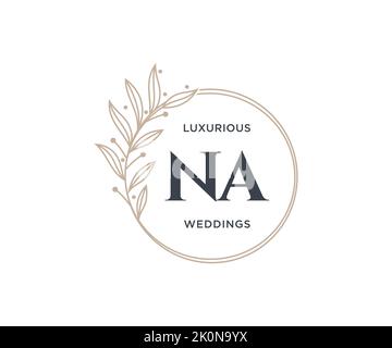 NA Initials letter Wedding monogram logos template, hand drawn modern minimalistic and floral templates for Invitation cards, Save the Date, elegant Stock Vector