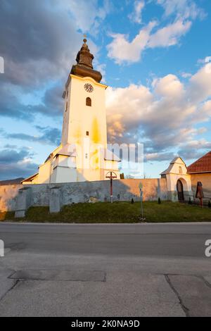 Gothic church in Turciansky Michal village, Turiec region, Slovakia. Stock Photo
