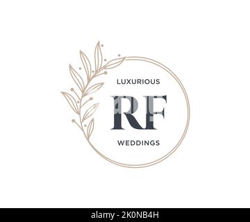 RF Initials letter Wedding monogram logos template, hand drawn modern minimalistic and floral templates for Invitation cards, Save the Date, elegant Stock Vector