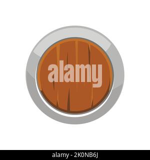 Round Warrior Shield in Cartoon Style for RPG isolated on white background. Vector illustration of Medieval Armor. Stock Vector