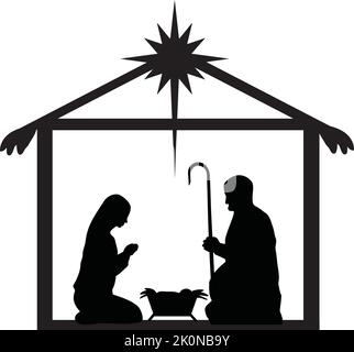 vector illustration of Nativity Scene, Christmas background Stock Vector