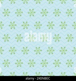 Stylish ethnic floral seamless pattern. East Asian ornamental design with zig zag repeat textured background for surface printing Stock Vector