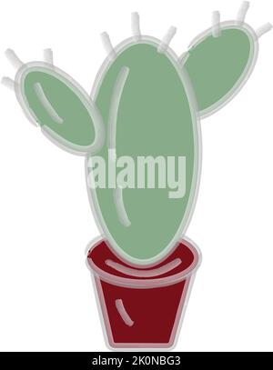 Color image Cactus with thorns in a flower pot on a transparent background with watercolor stroke. Isolate. Sticker. Vector illustration. Good for pattern, poster, template, textile, label, price tag Stock Vector