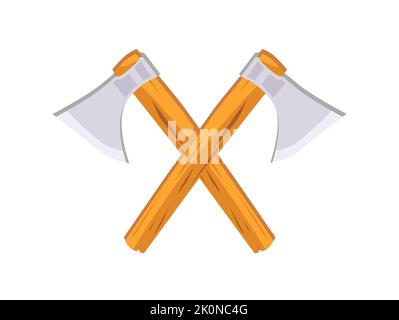 Crossed Axes isolated on white - Vector illustration of Woodman Power or the Warrior force. Stock Vector