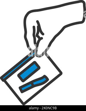 Hand Holding Evidence Pocket Icon. Editable Bold Outline With Color Fill Design. Vector Illustration. Stock Vector