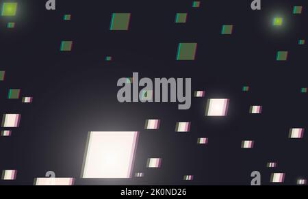 Banner with digital design with glowing and unfocused dots over dark background. Stock Vector