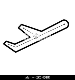 Smart plane aircraft powered by artificial intelligence. Simple icon drawing design of artificial intelligence concept in transportation technology Stock Vector