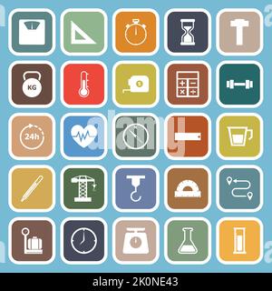 Measuring flat icons on blue background, stock vector Stock Vector