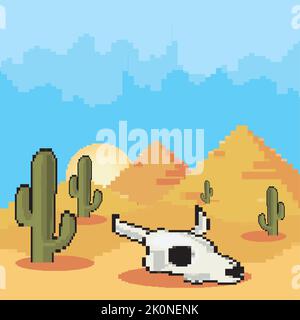 Cow skeleton pixel art. 8 bit Farm animal bones. Bull anatomy. vector ...