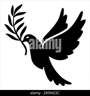 The Dove of peace - Dove, Pigeon Flying - Plant, vector bird, holy bird, peaceful bird, purity, spiritual, flying dove, hope signs and symbol Stock Vector