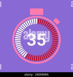 35 minutes timer. Stopwatch symbol in flat style. Editable isolated vector illustration. Vector illustration Stock Vector