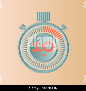 Stopwatch 10 minutes Timer Clock Icon Vector Illustration. Vector illustration Stock Vector