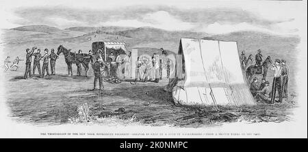 The vegetarians of the New York 19th Regiment - Arrival in camp of a load of watermelons. September 1861. 19th century American Civil War illustration from Frank Leslie's Illustrated Newspaper Stock Photo