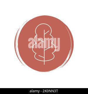 Cute autumn leaf icon vector, illustration on circle with brush texture, for social media story and instagram highlights Stock Vector