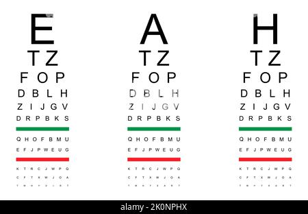 Set of Test visual measure icon, optical chart letter symbol ...