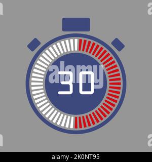 The 30 minutes, stopwatch vector icon. Stopwatch icon in flat style on a white background. Vector stock illustration. Vector illustration Stock Vector