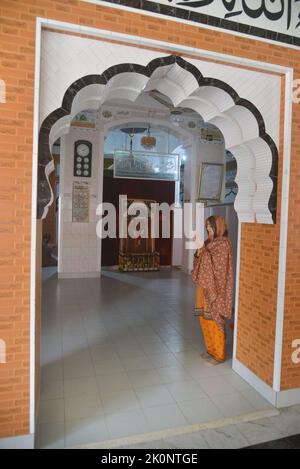 Chiniot, Punjab, Pakistan. 12th Sep, 2022. Pakistani photographers exploring historical Chiniot Shahi Mosque, Umer Hayat Mahal, and alternatively known as Gulzar Manzil during Chiniot Heritage Through Lens Photo Walk organized by Tourism Development Corporation of Punjab (TDCP) in district Chiniot. Shahi Mosque is a historic 17th century mosque located in Chiniot, Punjab, Pakistan. It was built under supervision of Mughal Grand Vizier Saadullah Khan,(Mughal Empire)|Saadullah Khan, Chiniot's Shahi Mosque, a Mughal masterpiece, was built by Nawab SaadulIah Khan during the regime of Emperor Stock Photo