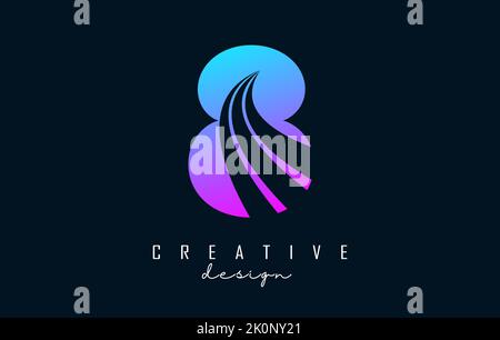 Colorful Creative number 8 logo with leading lines and road concept design. Number with geometric design. Vector Illustration with number and creative Stock Vector