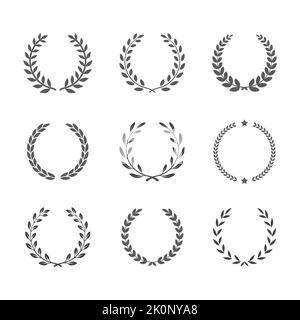 Laurel wreath black vector icon. Frame template with leaves. Stock Vector