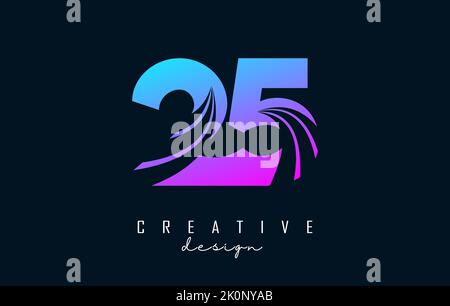 Colorful Creative number 25 2 5 logo with leading lines and road concept design. Number with geometric design. Vector Illustration with number and cre Stock Vector