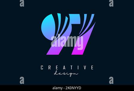 Colorful Creative number 97 9 7 logo with leading lines and road concept design. Letter with geometric design. Vector Illustration with number. Stock Vector