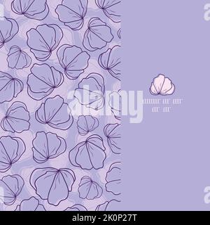 Vector hand drawn floral bloom violet creative vertical seamless border pattern card Stock Vector