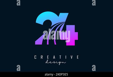 Premium Vector  24 2 4 number logo design with a creative cut and