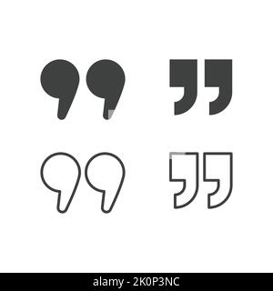 Quotes, quotation marks black isolated vector icon set. Speech mark icons. Stock Vector