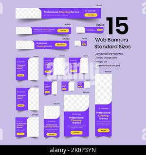 Home cleaning service business promotion. social media post or web banner template design. housekeeping, washing, cleaning, and repair services. Stock Vector