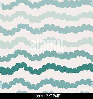 Wave curly blue lines pattern Stock Vector