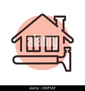 Roofing and installation of windows black line icon. Pictogram for web page Stock Vector