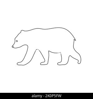 Bear animal hand-drawn line vector isolated on white background. Stock Vector