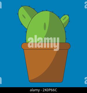 Cactus in a pot icon - flat design Stock Vector