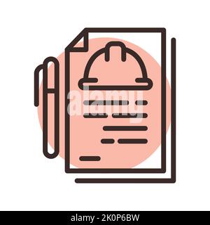 Estimate documentation line icon. Building construction Stock Vector