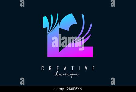 Colorful Creative number 12 1 2 logo with leading lines and road concept design. Number with geometric design. Vector Illustration with number and cre Stock Vector