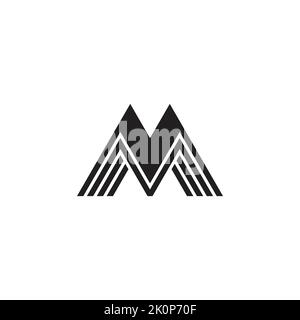 letter m stripes 3d geometric triangle logo vector Stock Vector