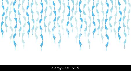 Icy blue crystal hangings bells cute vector frame seamless border pattern background. Stock Vector