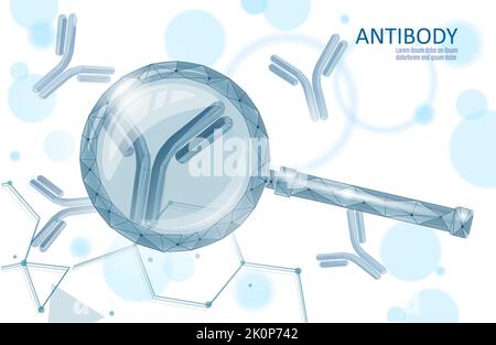 Antibody immunoglobulin coronavirus vaccine result. 3D medical infection model. Immunization COVID poster template. Blood test green pass certificate Stock Vector