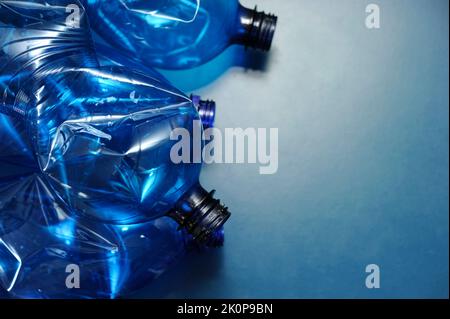 empty blue plastic bottle, recycling concept Stock Photo